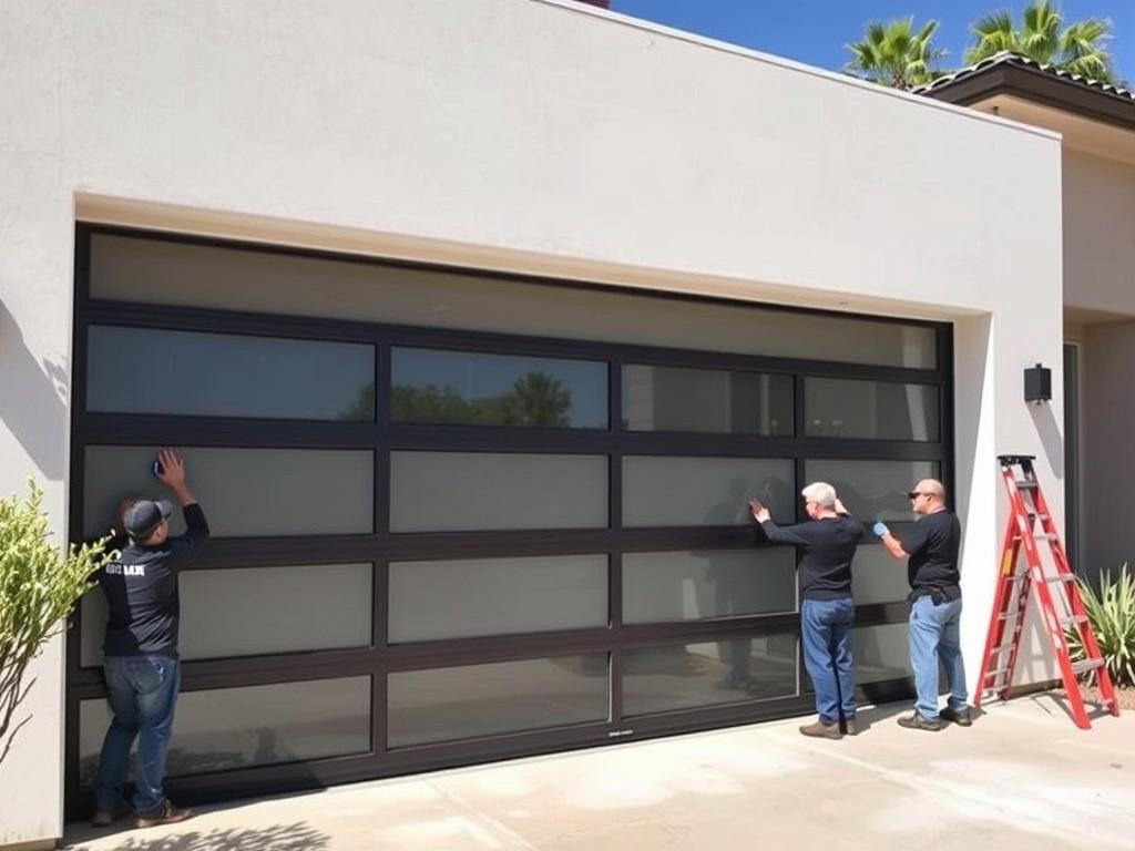 Contemporary garage door installation in Phoenix