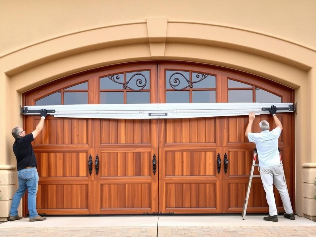 Custom wood garage door installation in Phoenix